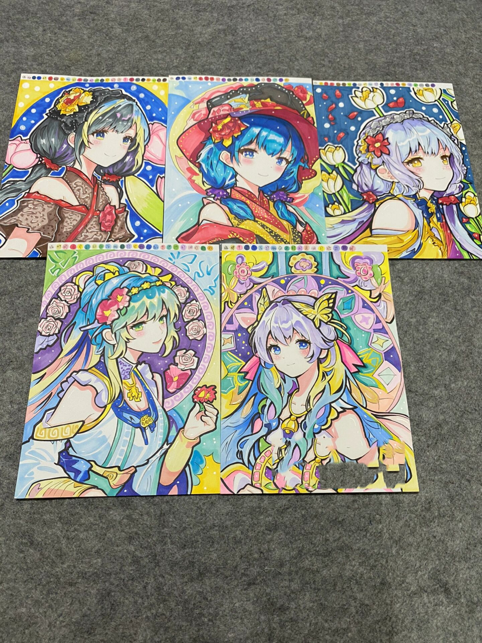 【动漫临摹卡】卡牌风格合集,018  这是最近几天画的5张,还有12张了