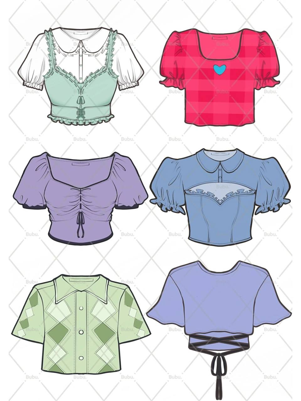 服装款式图设计 彩色系列