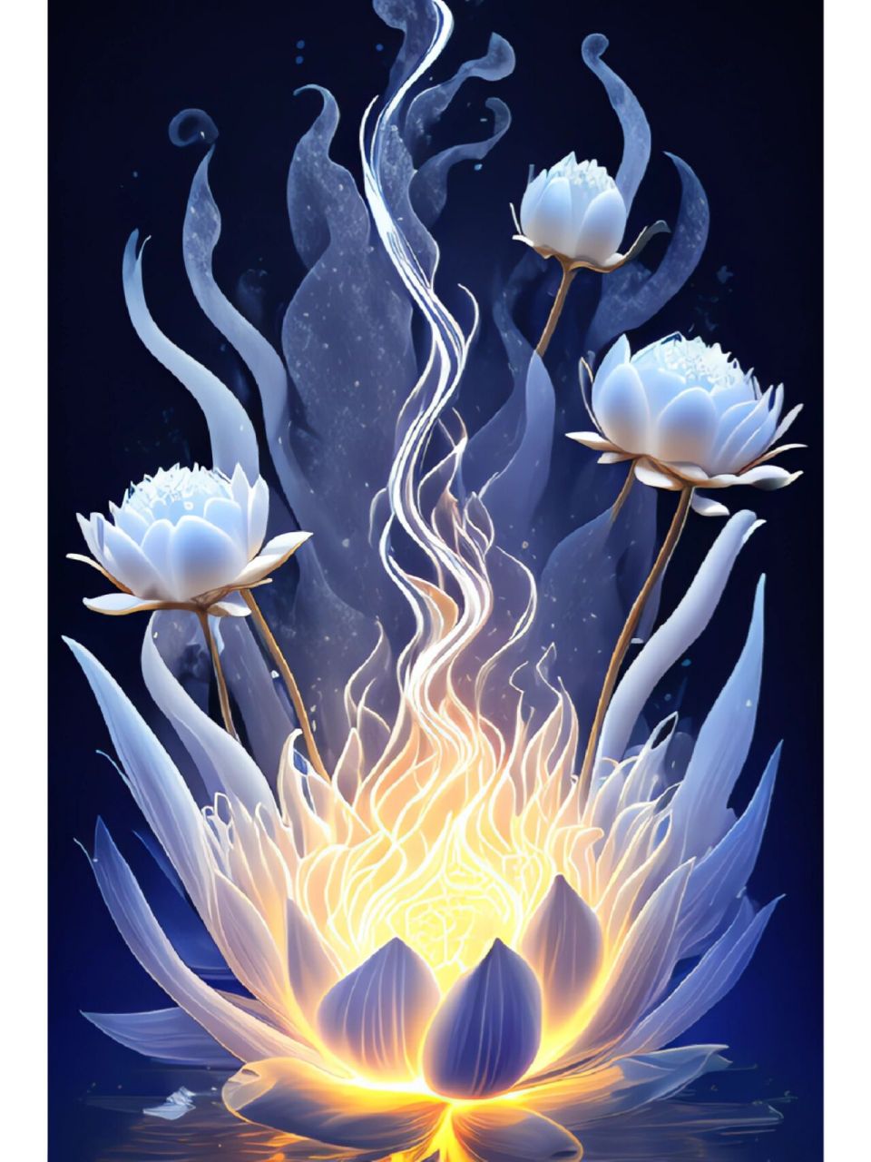 蓝色莲花 ,佛光普照,佛缘,试试这个壁纸! #ai绘画