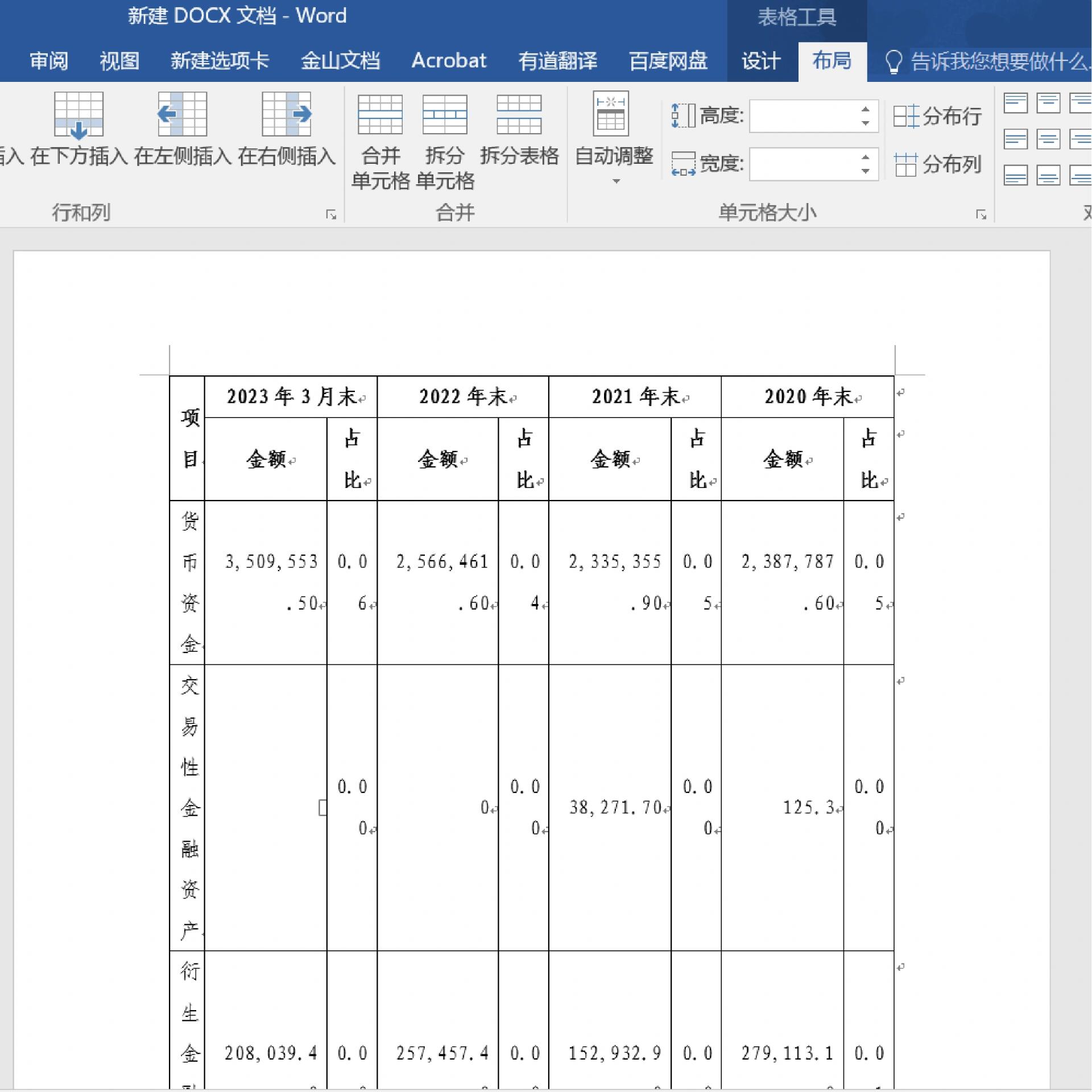 终于学会用word调表格了