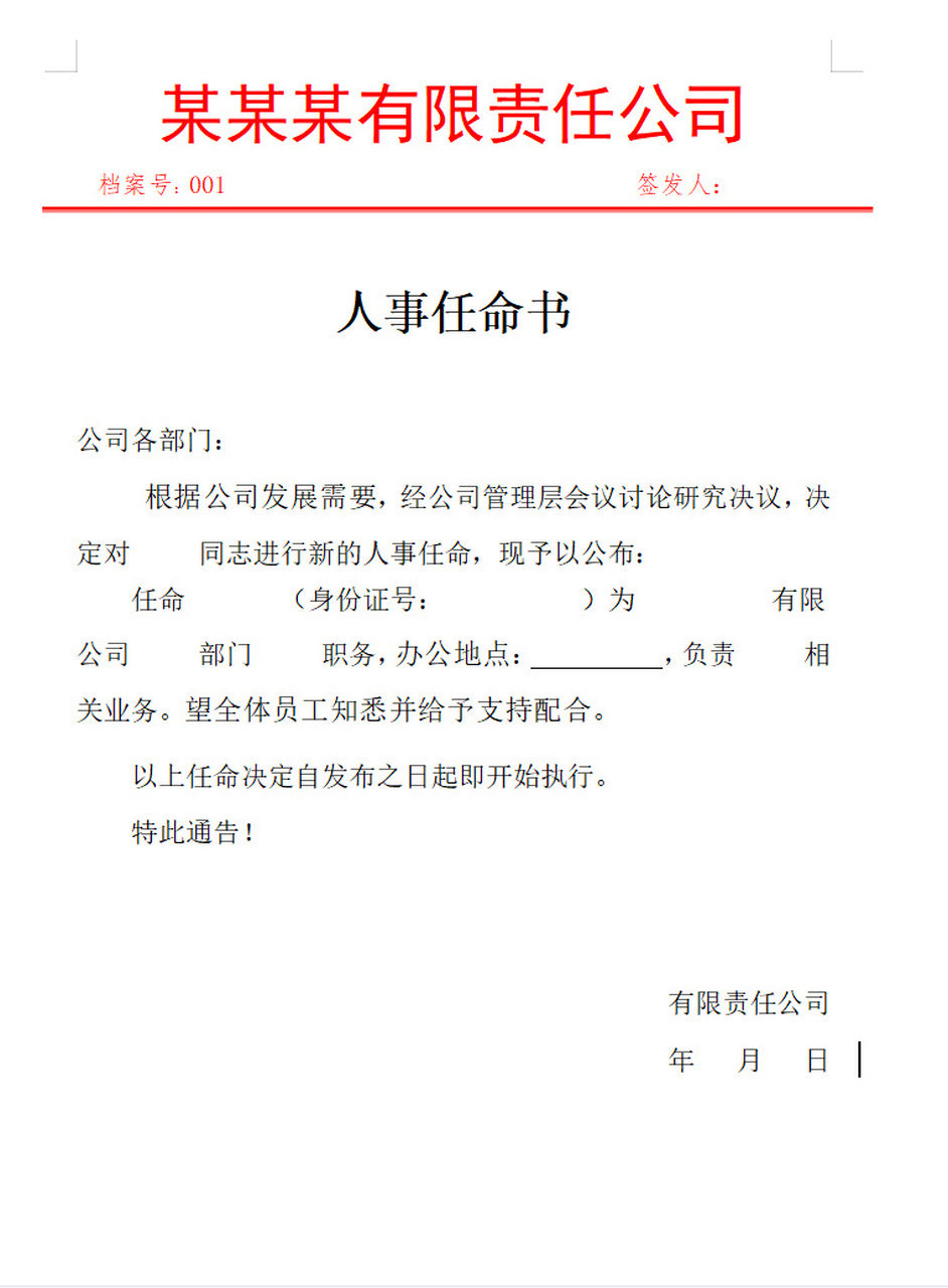 公司任命书怎么写图片