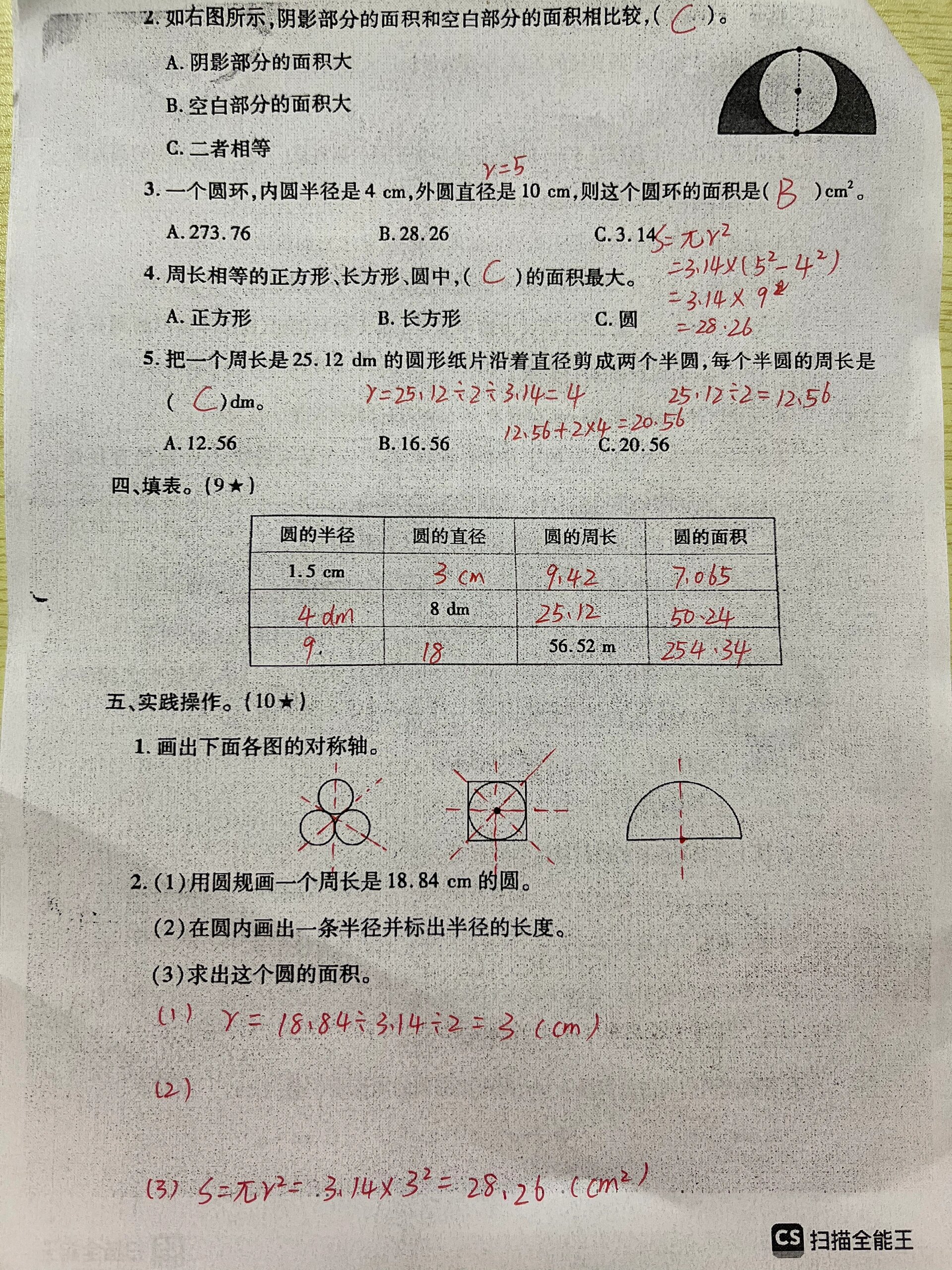 六年级上册圆图片