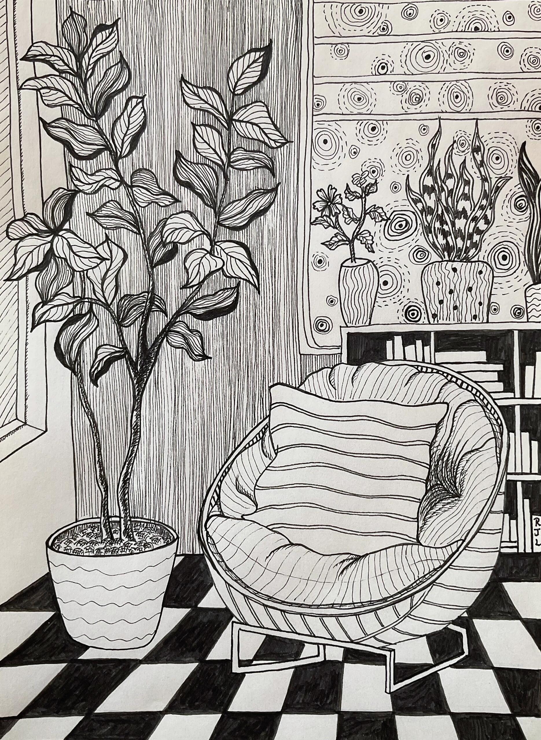 线描～客厅一角