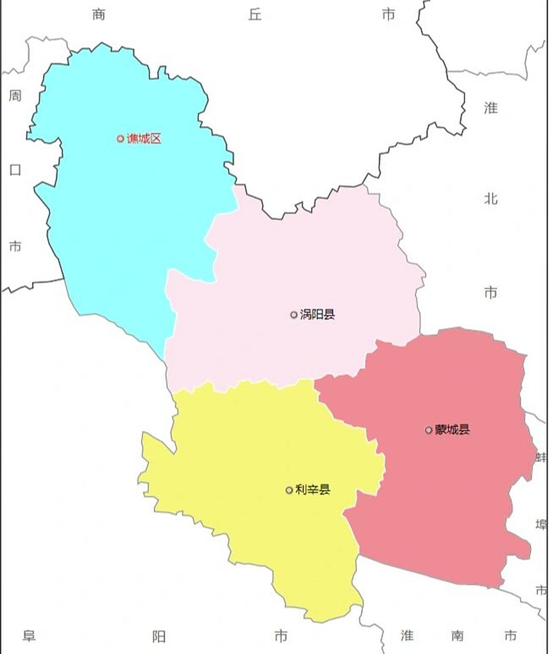 亳州市辖涡阳,蒙城,利辛和谯城三县一区,其中谯城区为市委,市政府机关