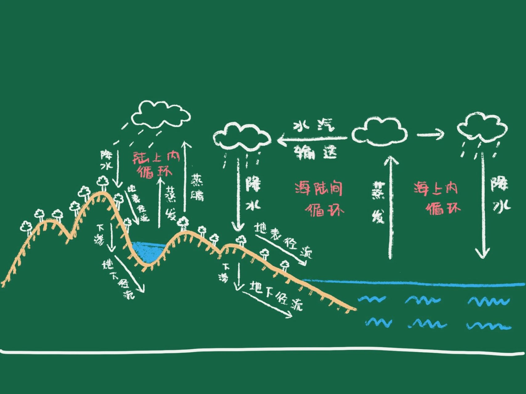 自然界的水循环板书图片