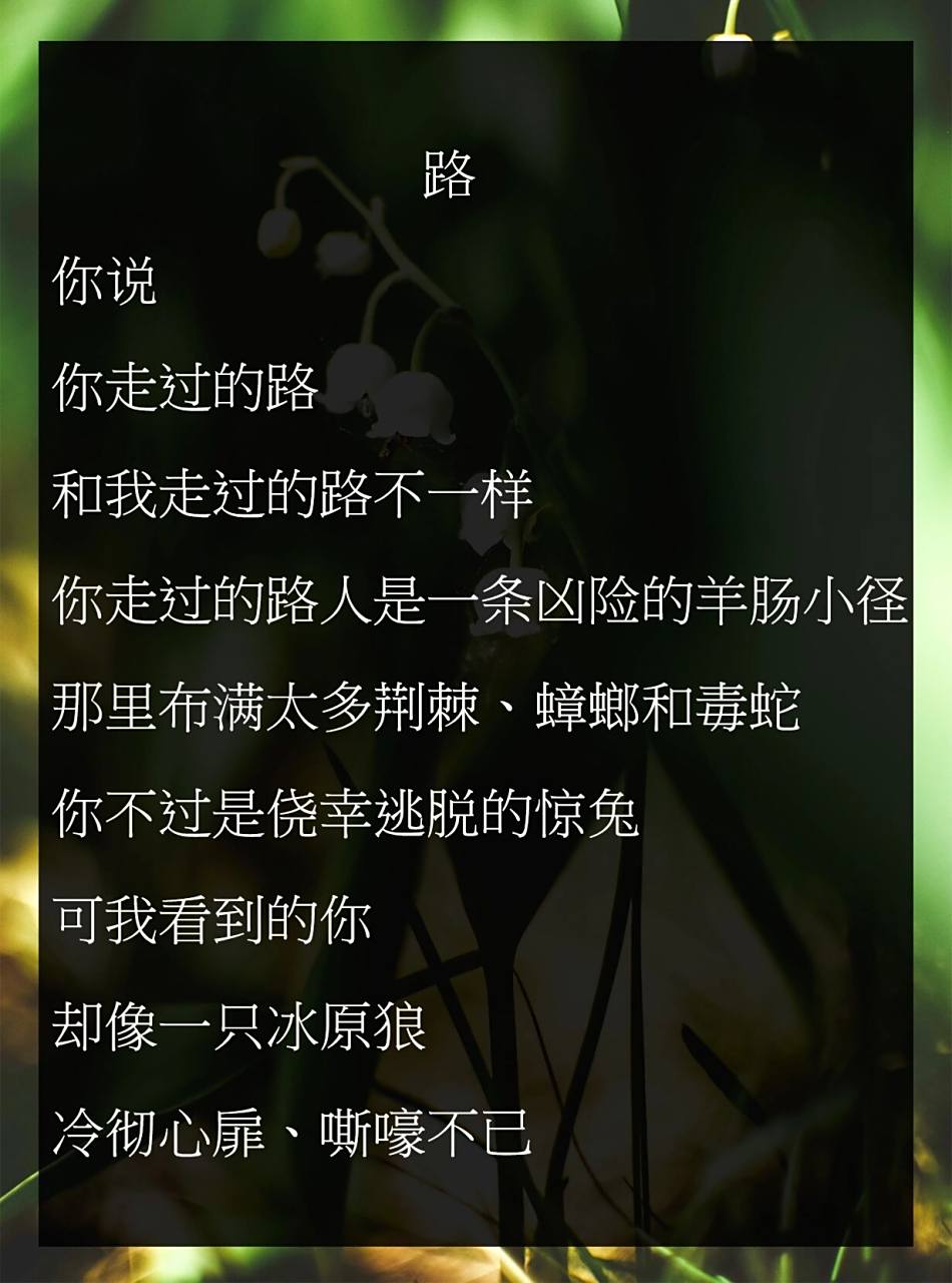 仿写诗歌——路     路你说你走过的路和我走过的路不一样你走过的路
