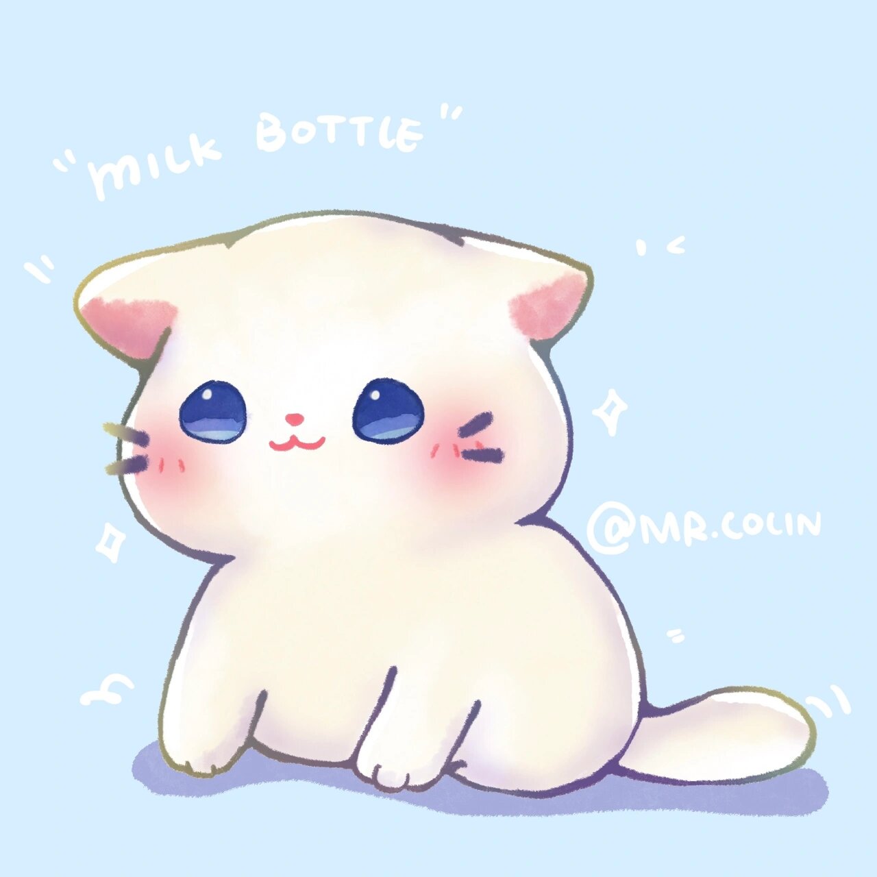 乳白英短猫/q版猫/贴纸/简笔画