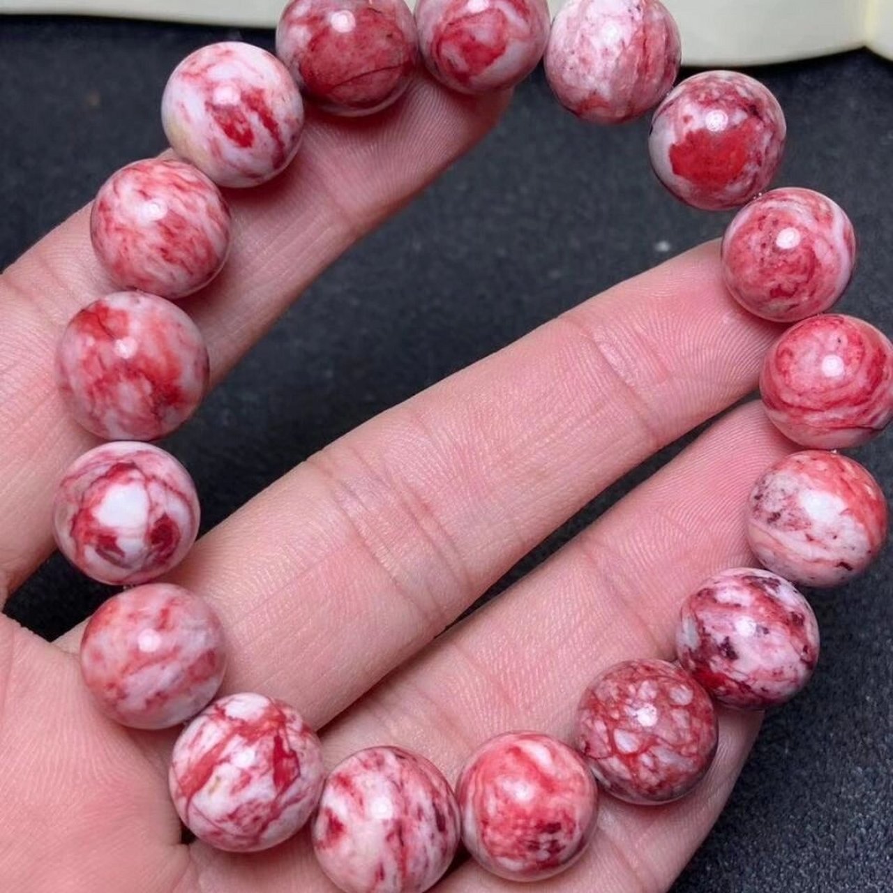 万山朱砂鸡血石手串 万山朱砂鸡血石手链精美自然血砂上等鸡血石手串