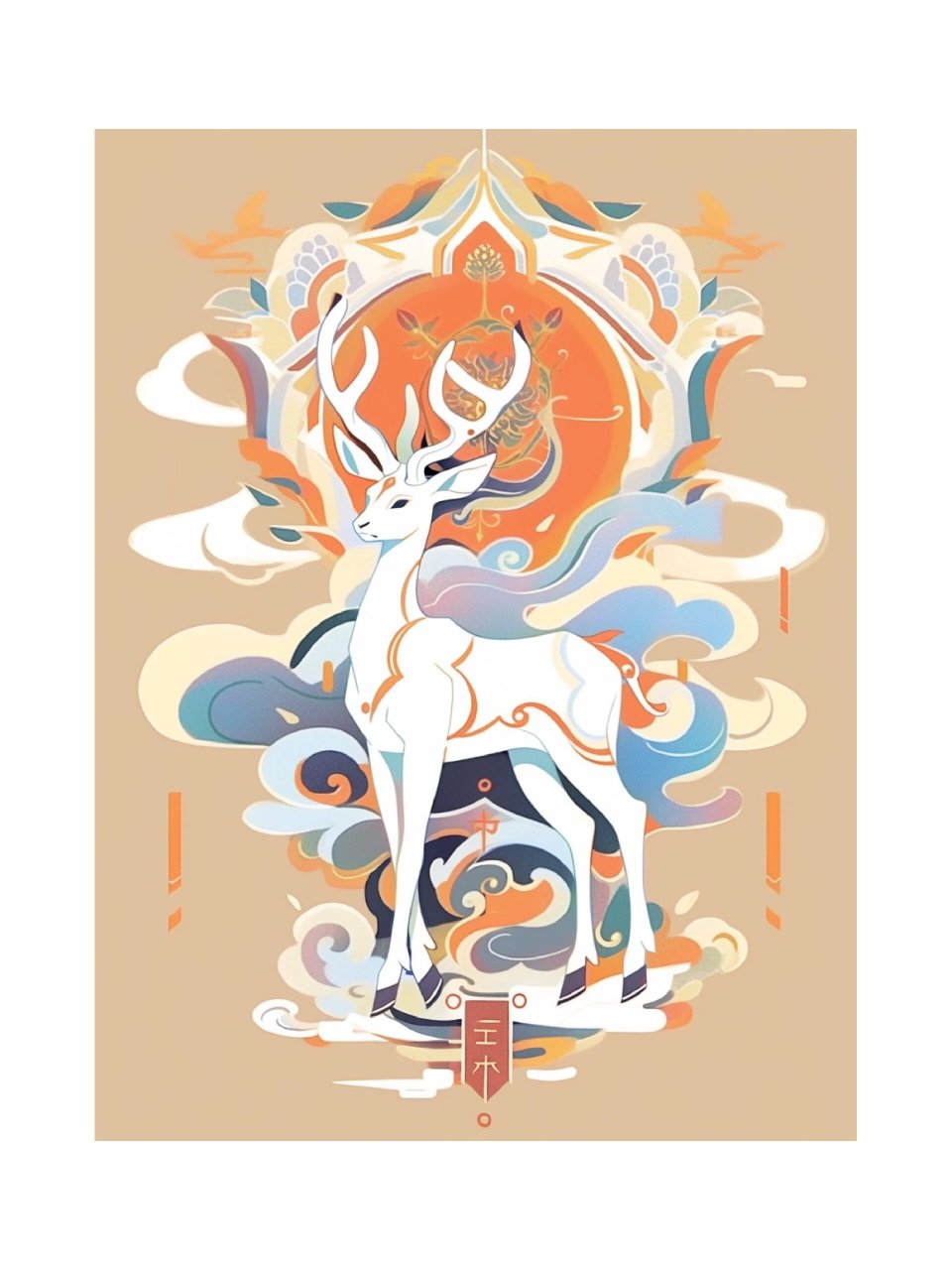 敦煌壁画里走出来的九色鹿|ai绘画 ai笔下的敦煌瑞兽九色鹿|敦煌美术