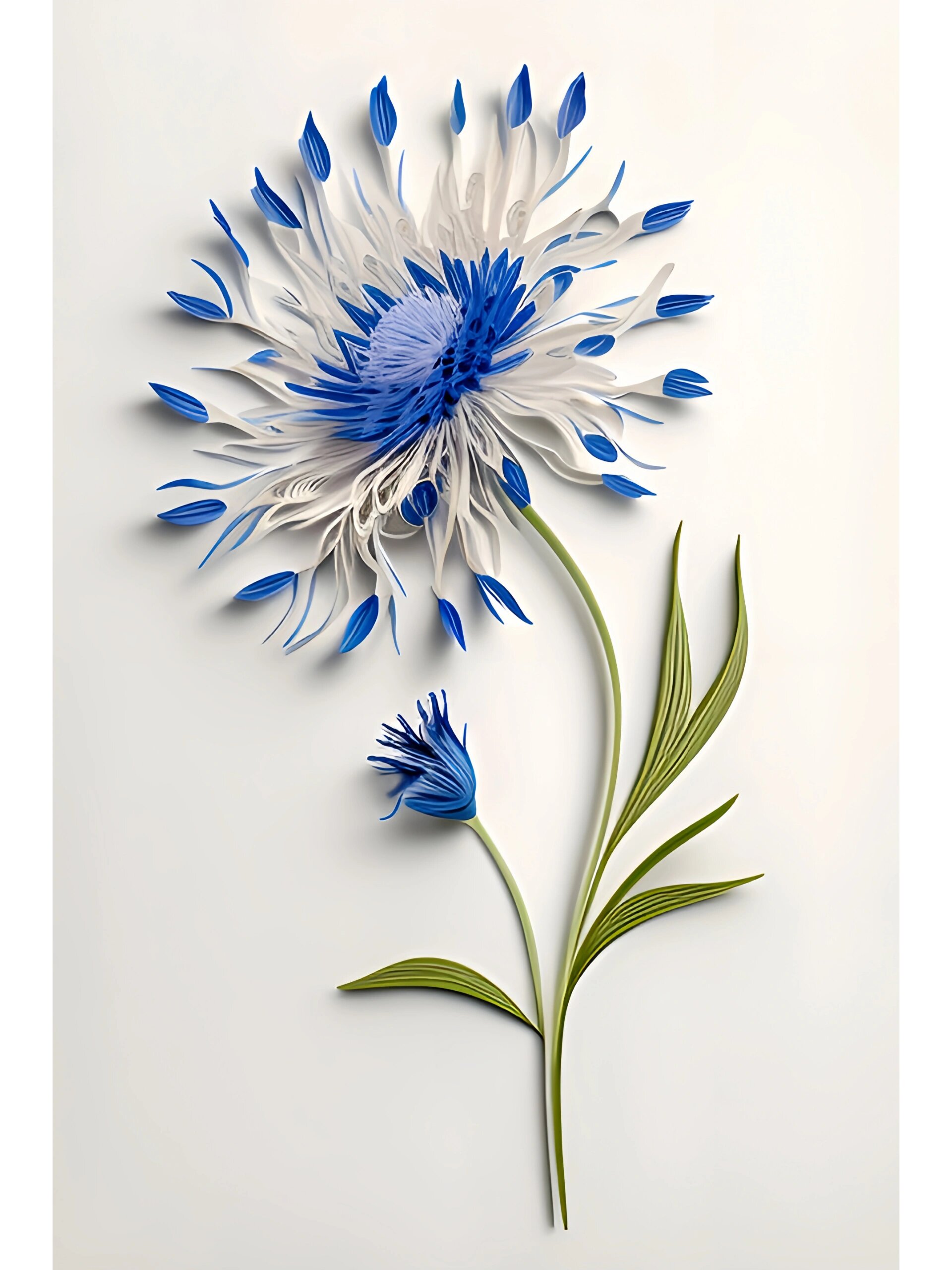 原创‖分享蓝色矢车菊‖立体衍纸艺术 矢车菊的花语:遇见和幸福.