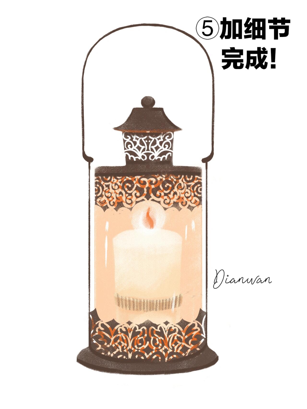 小物件-手提灯 | 步骤图分享 工具:ps 手绘板 主要笔刷