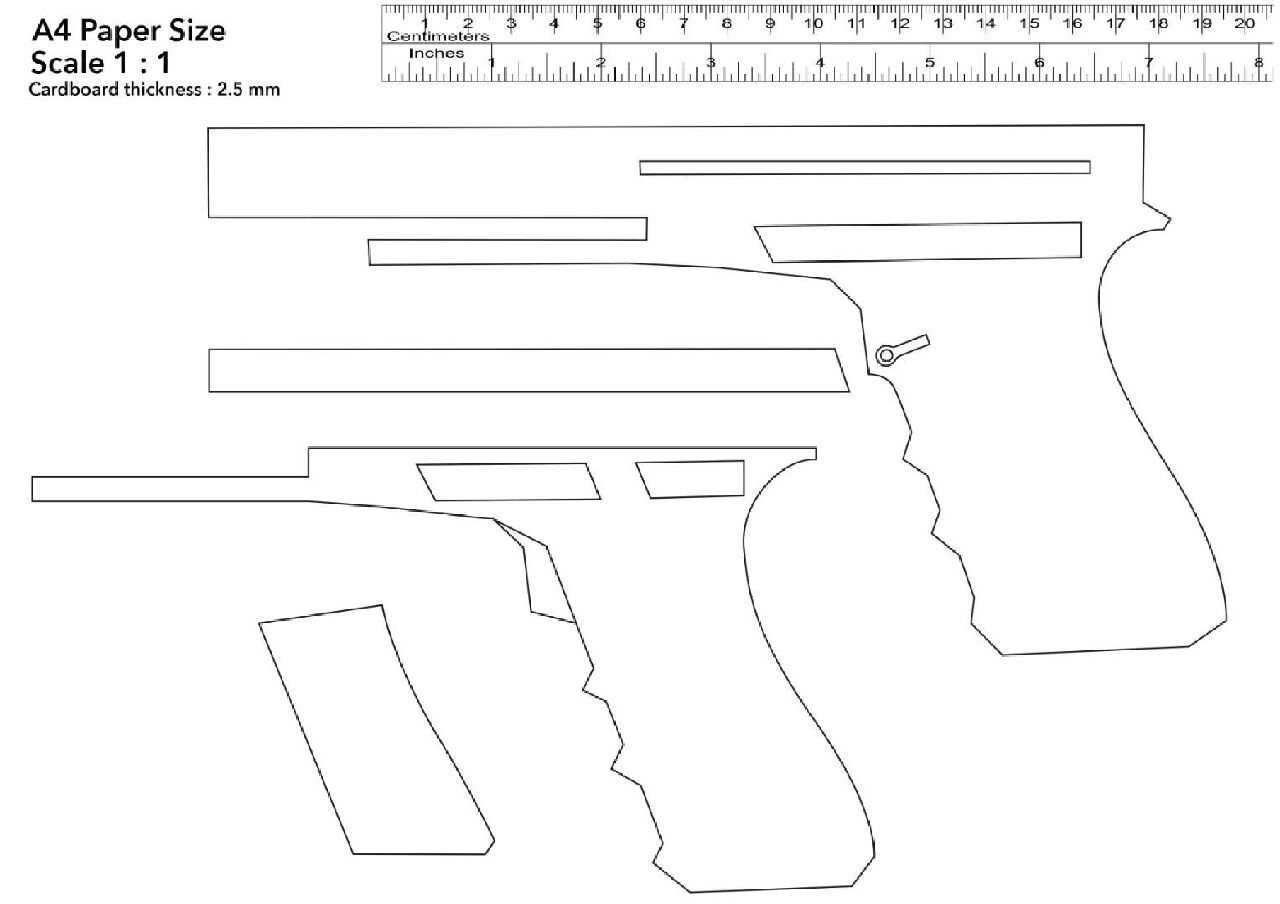 纸板手工枪尺寸设计图图片