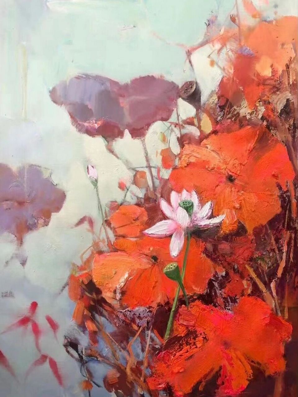 原创荷花油画 70x100 原创布面油画 欢迎咨询949494(在售)