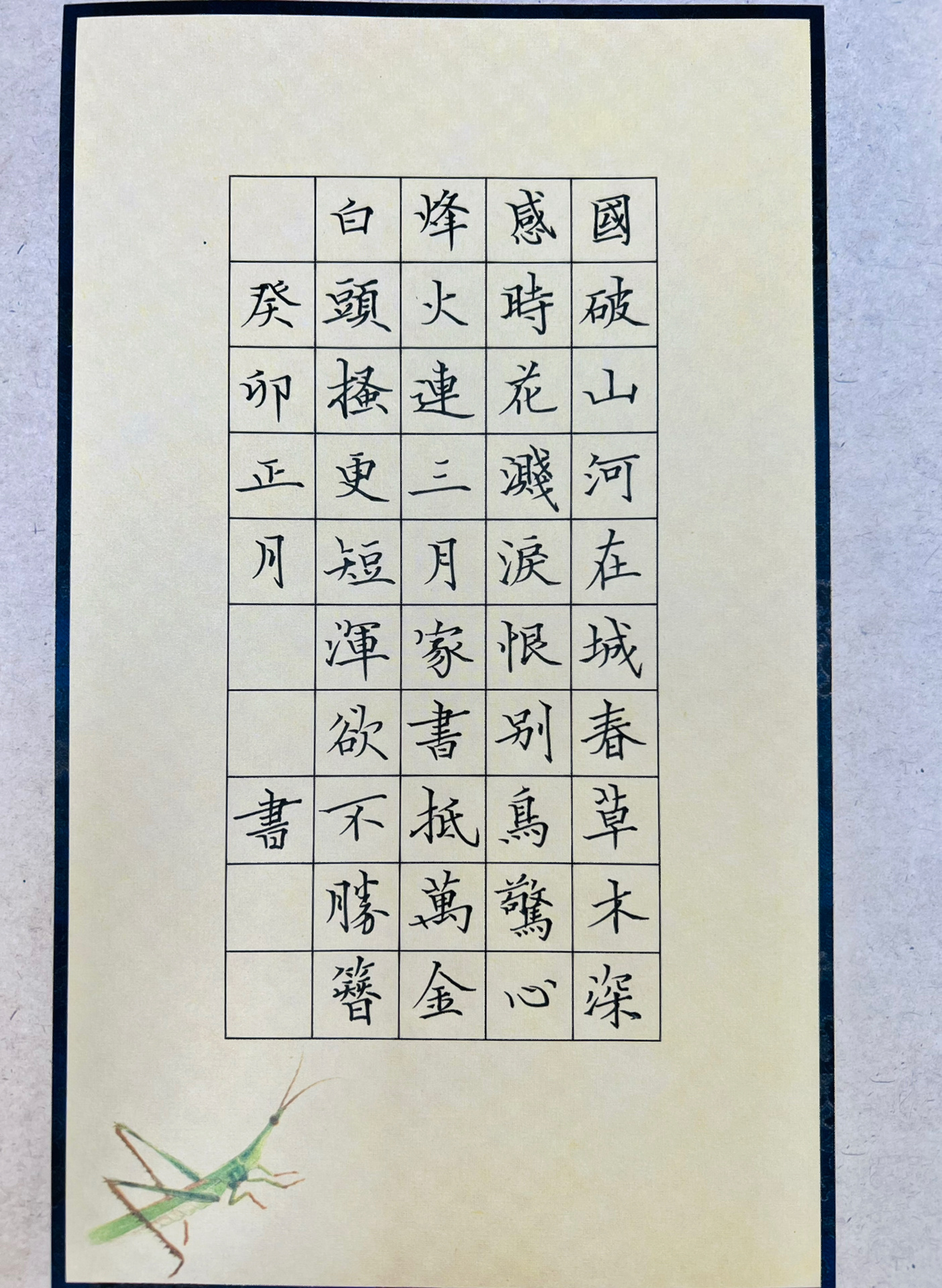 春望正楷钢笔字图片