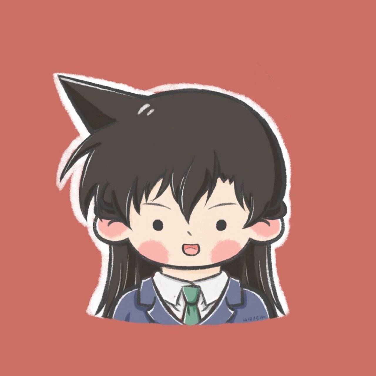 【名侦探柯南|q版情侣头像|新一&小兰】 插播一组情头,新兰