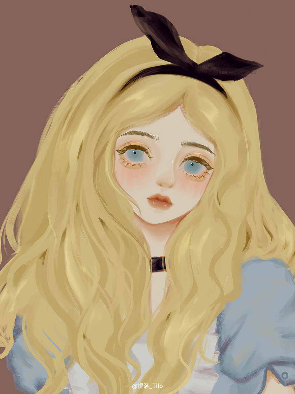 【迪士尼公主系列插画】爱丽丝来咯 78用自己的画风画爱丽丝