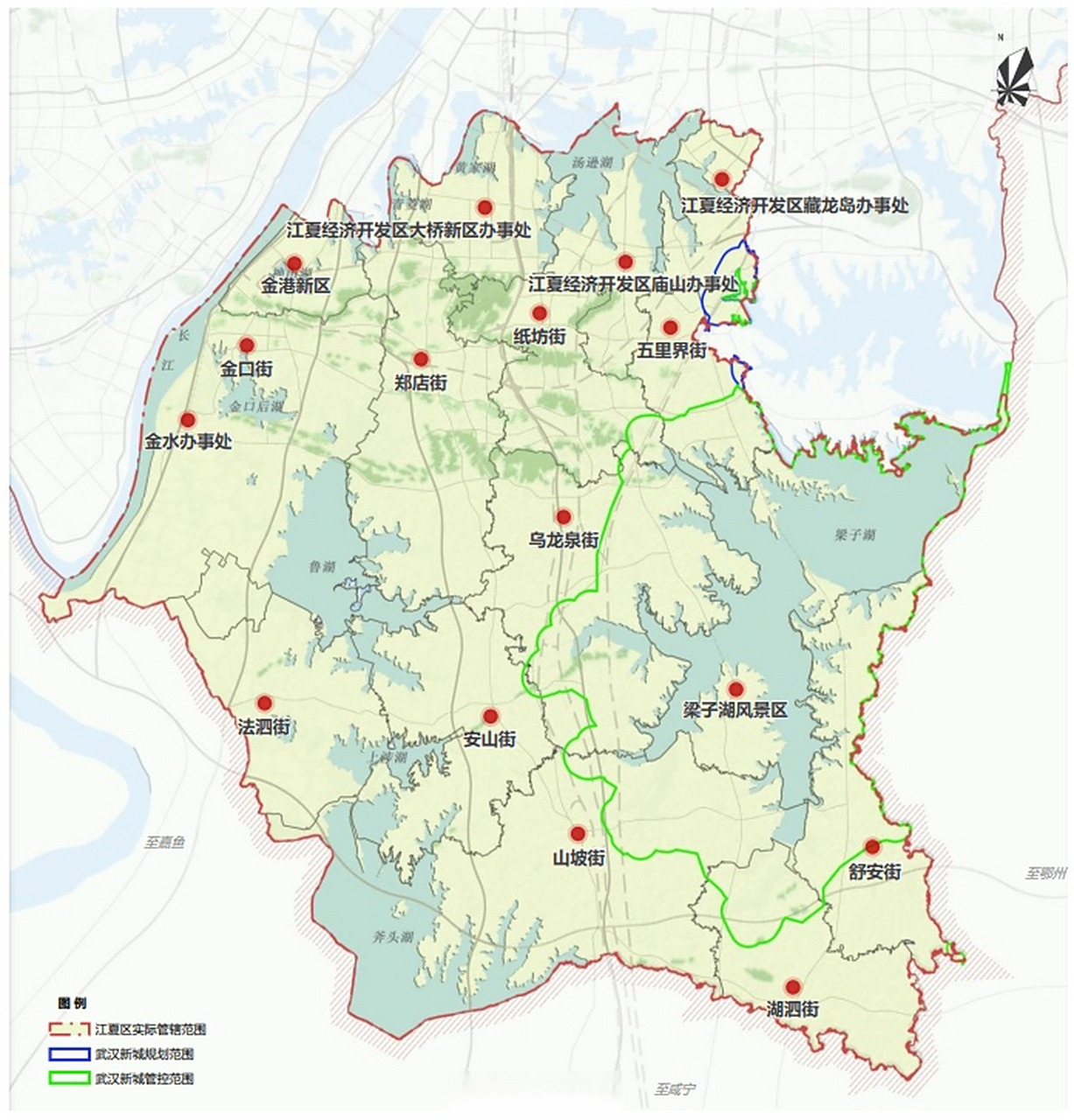 江夏区国土空间总体规划(2021-2035年)》草案  4月20日,武汉市江夏区