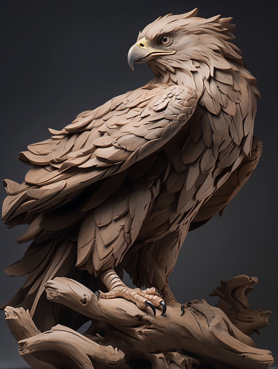 aigc,老鹰木雕2 老鹰寓意: 不畏艰难,勇往直前 志向高远,前程远大