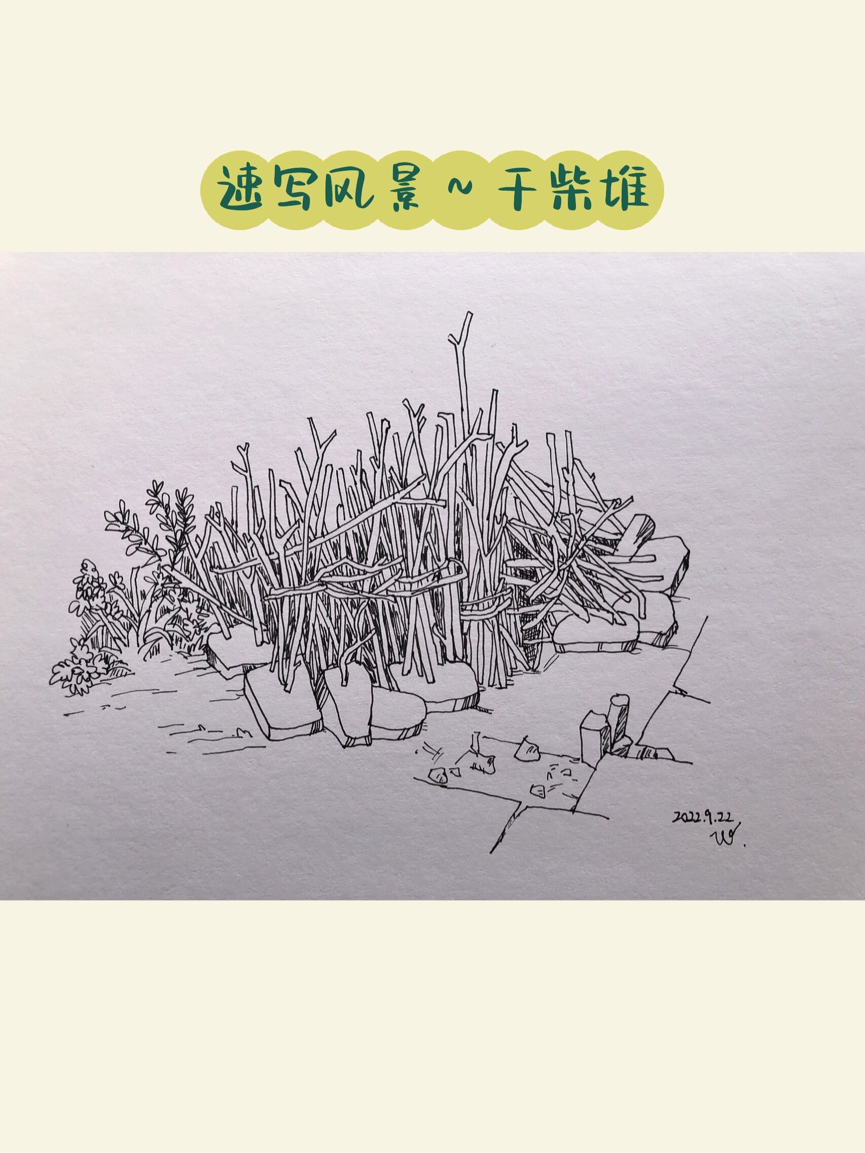 速写风景～干柴火堆