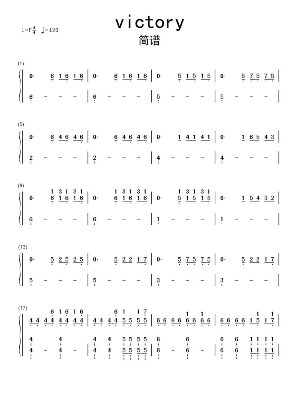 钢琴流行歌曲简谱分享21之victory 蓬勃大气的一首#钢琴弹奏# #钢琴