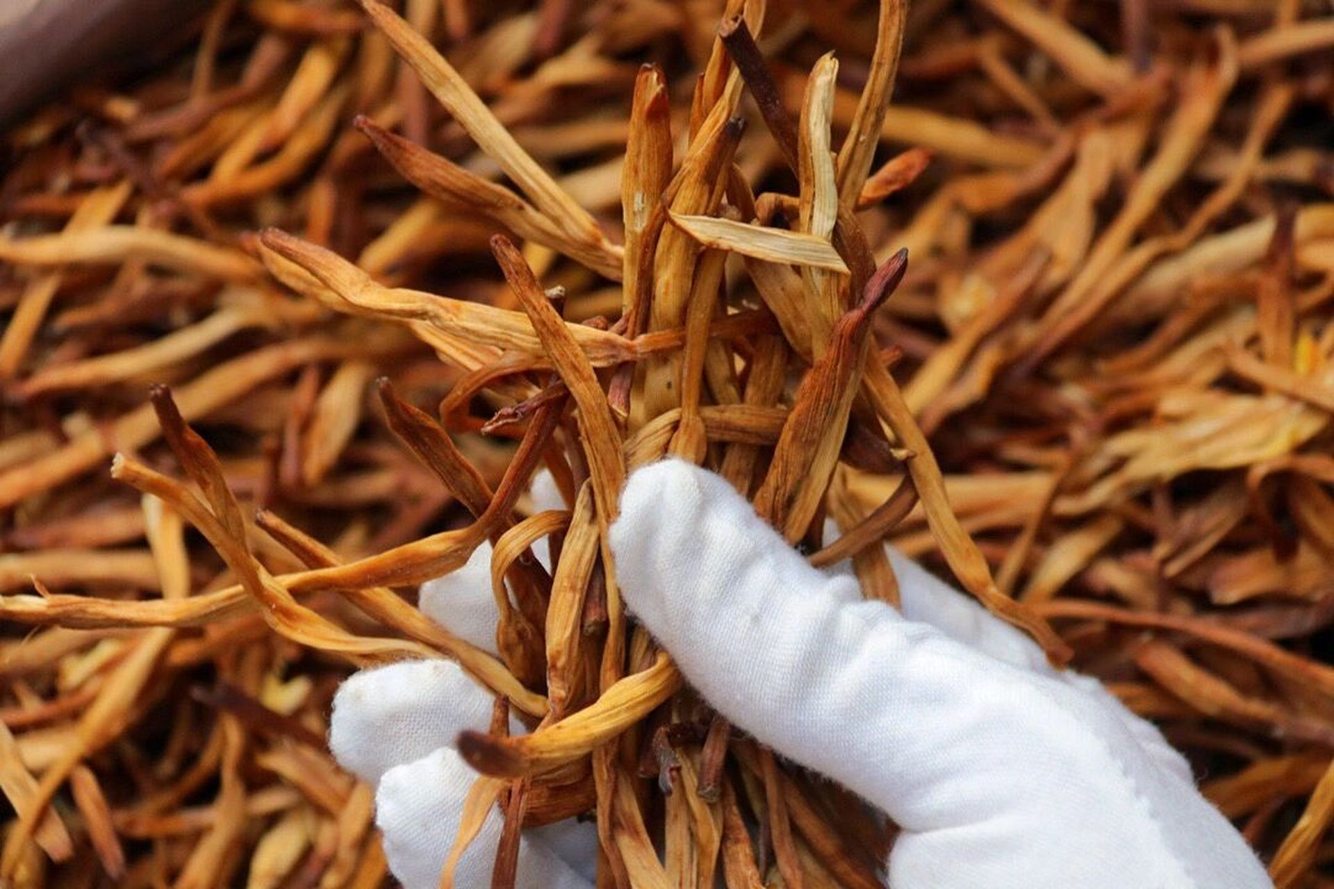 无硫黄花菜,27圆一斤,黄花菜又叫干金针菜,原名叫萱草,古称"忘忧草"