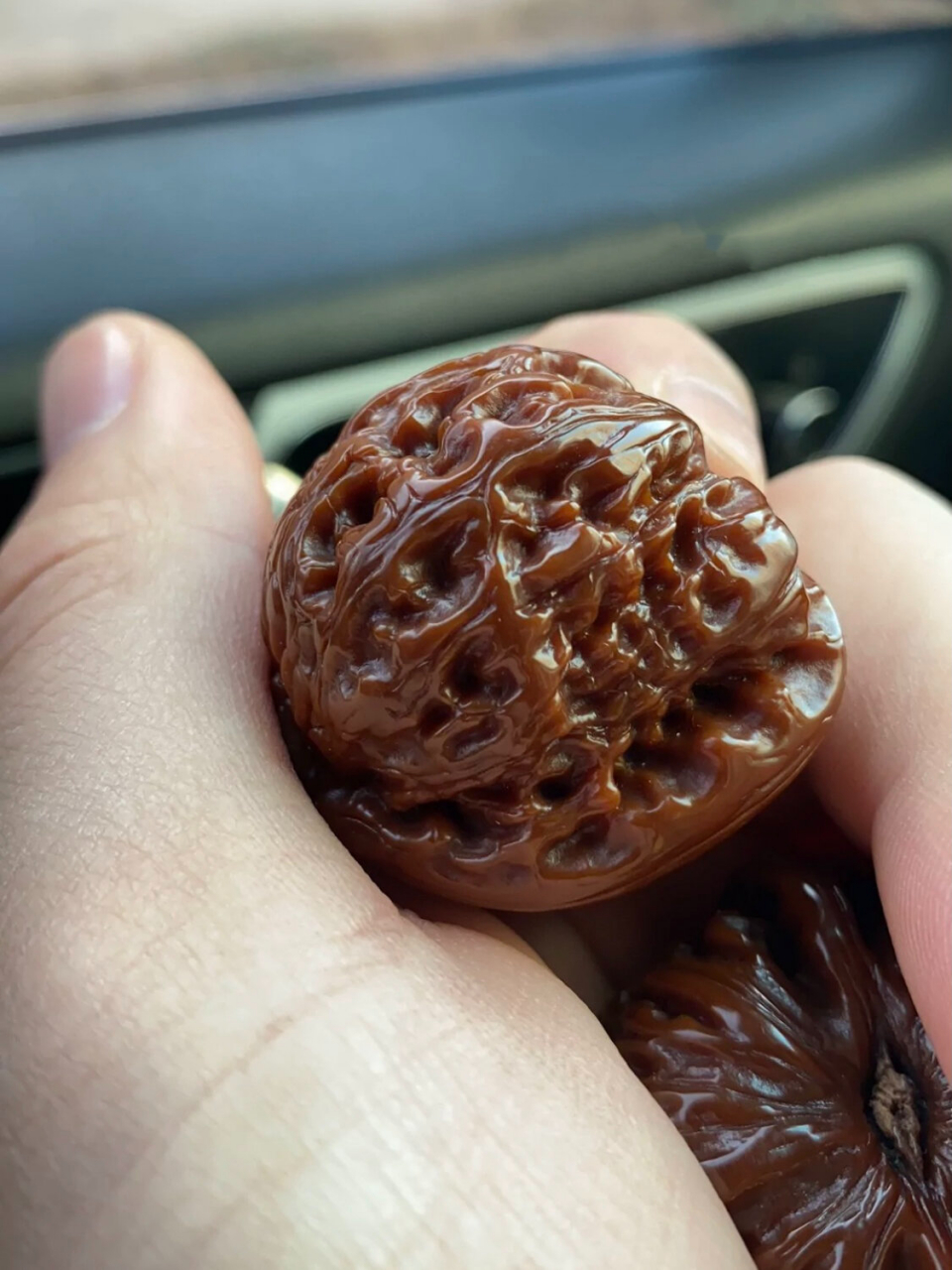 盘玩文玩核桃过程中,使用的猪鬃刷子含有油 玩友说干刷不可能刷出包浆