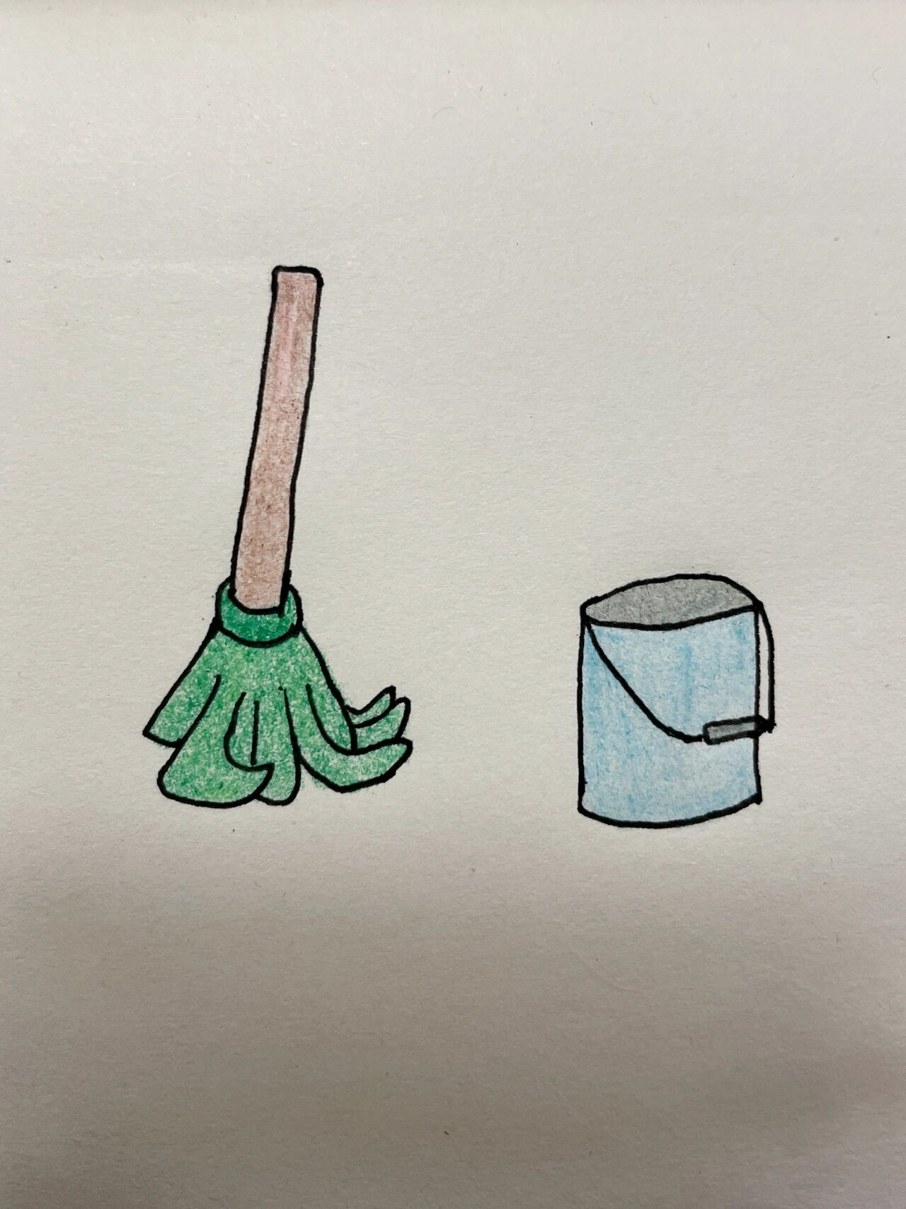 日常生活 | 简笔画 | 拖把 桶