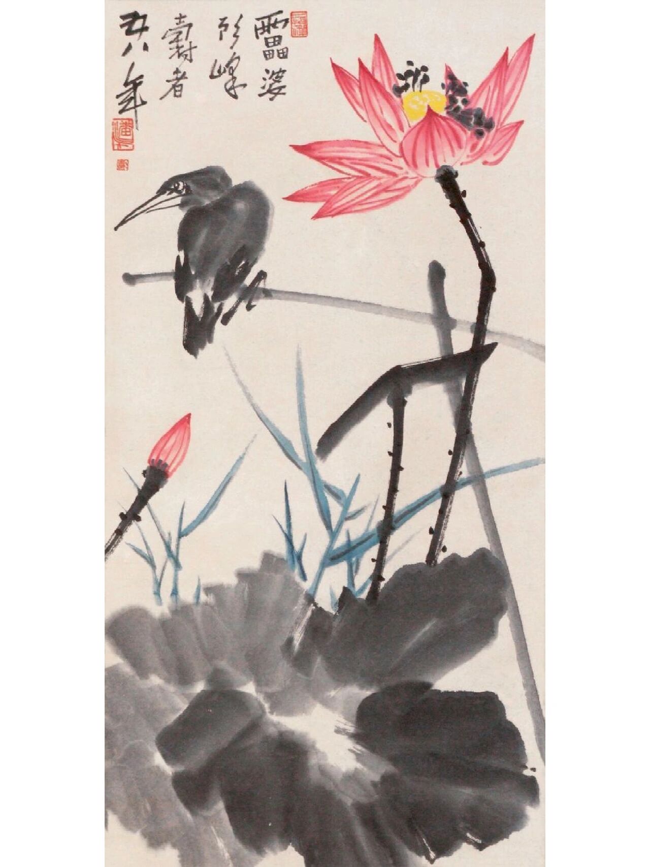 潘天寿写意荷花作品!