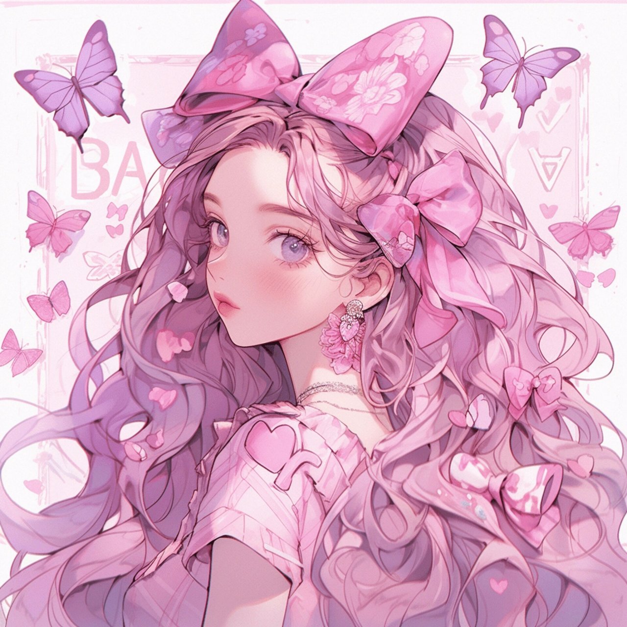 氛围感动漫美少女头像95蝴蝶翩翩飞