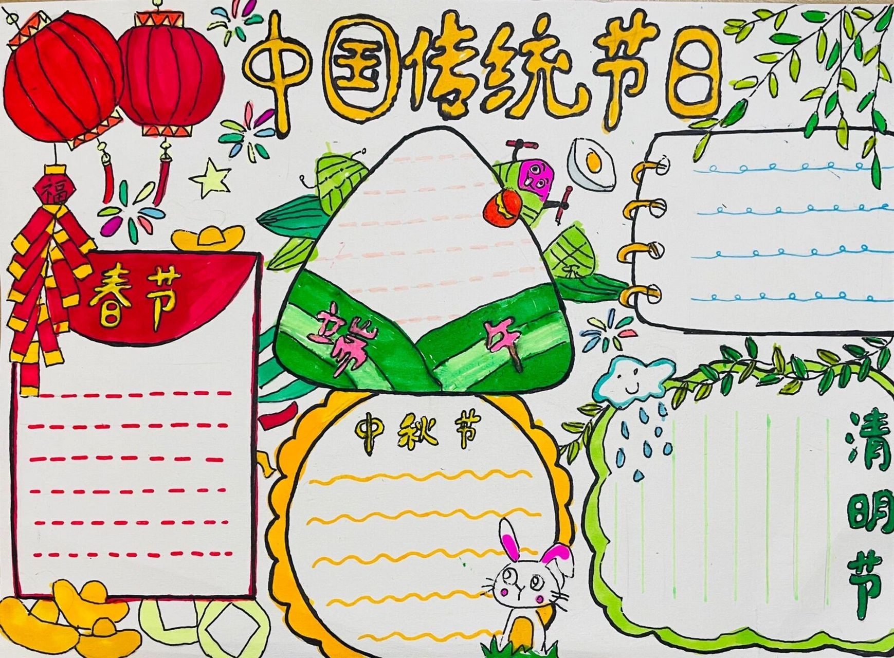 传统节日手抄报 原创手抄报 适合1-3年级