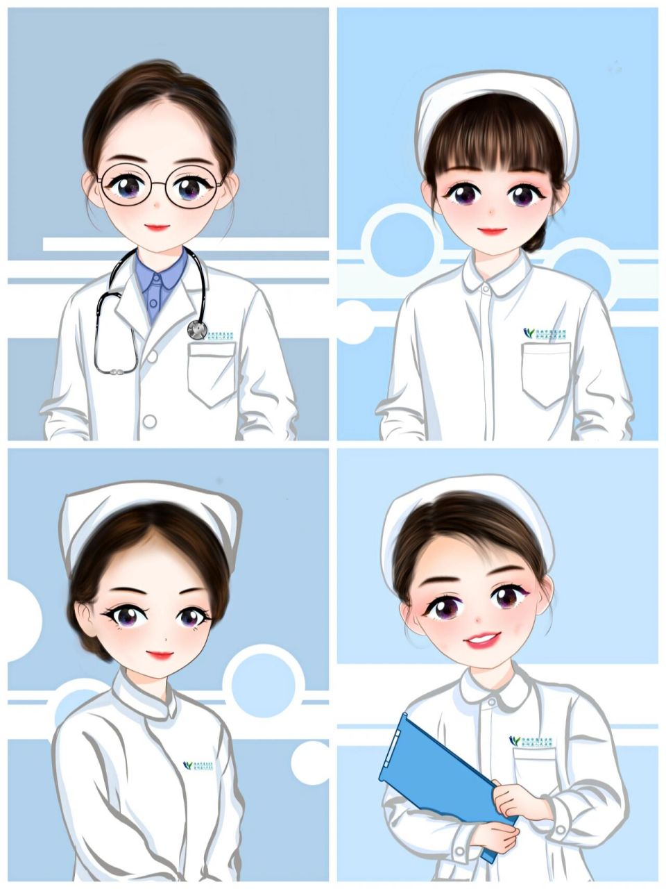 医生/护士漫画头像|可约稿 感谢美女一下子定制四幅.