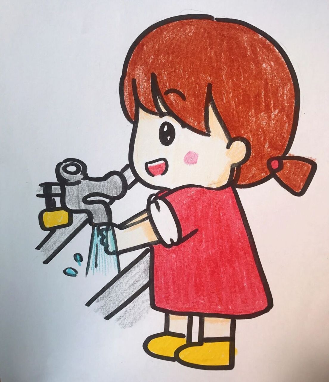 小手先冲一冲 4.抹抹小肥皂(可以用七步洗手法噢!) 5.把泡沫冲掉 6.