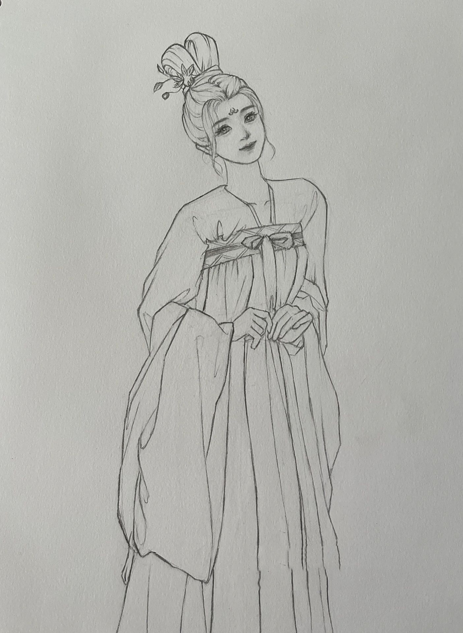 铅笔手绘25 | 小兰花 | 虞书欣 尝试画了全身,a4纸,所以脑袋很小了,比