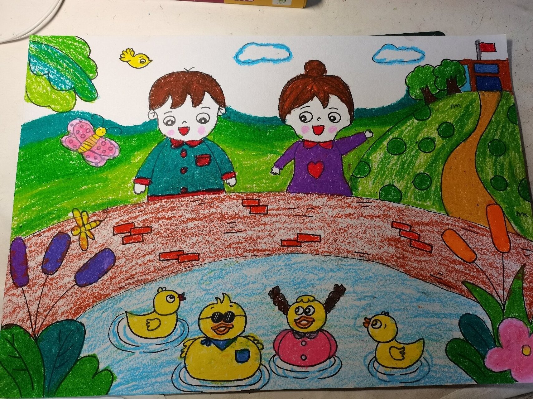 儿童画练习—《数鸭子》 临摹@99七月芹qin90 做了一点改动,画的