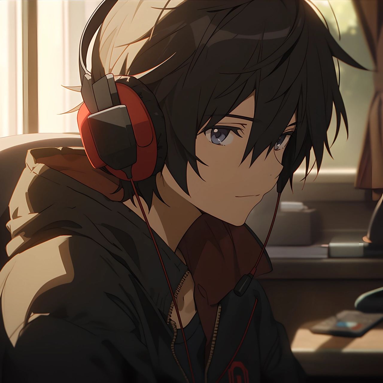 5250耳机少年5250 一组戴耳机的动漫男生头像