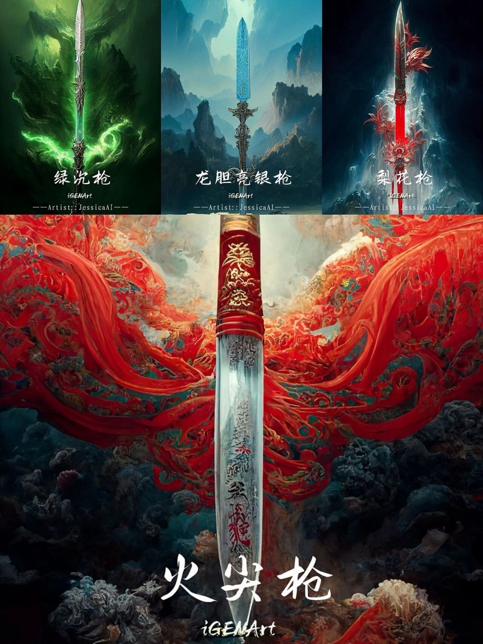 中华兵器库·四大名枪 火尖枪,全名"紫焰蛇矛火尖枪",是中国明代神魔