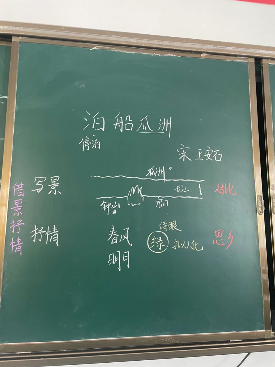 六下语文《泊船瓜洲》板书 #小学语文板书设计# #六年级# #语文