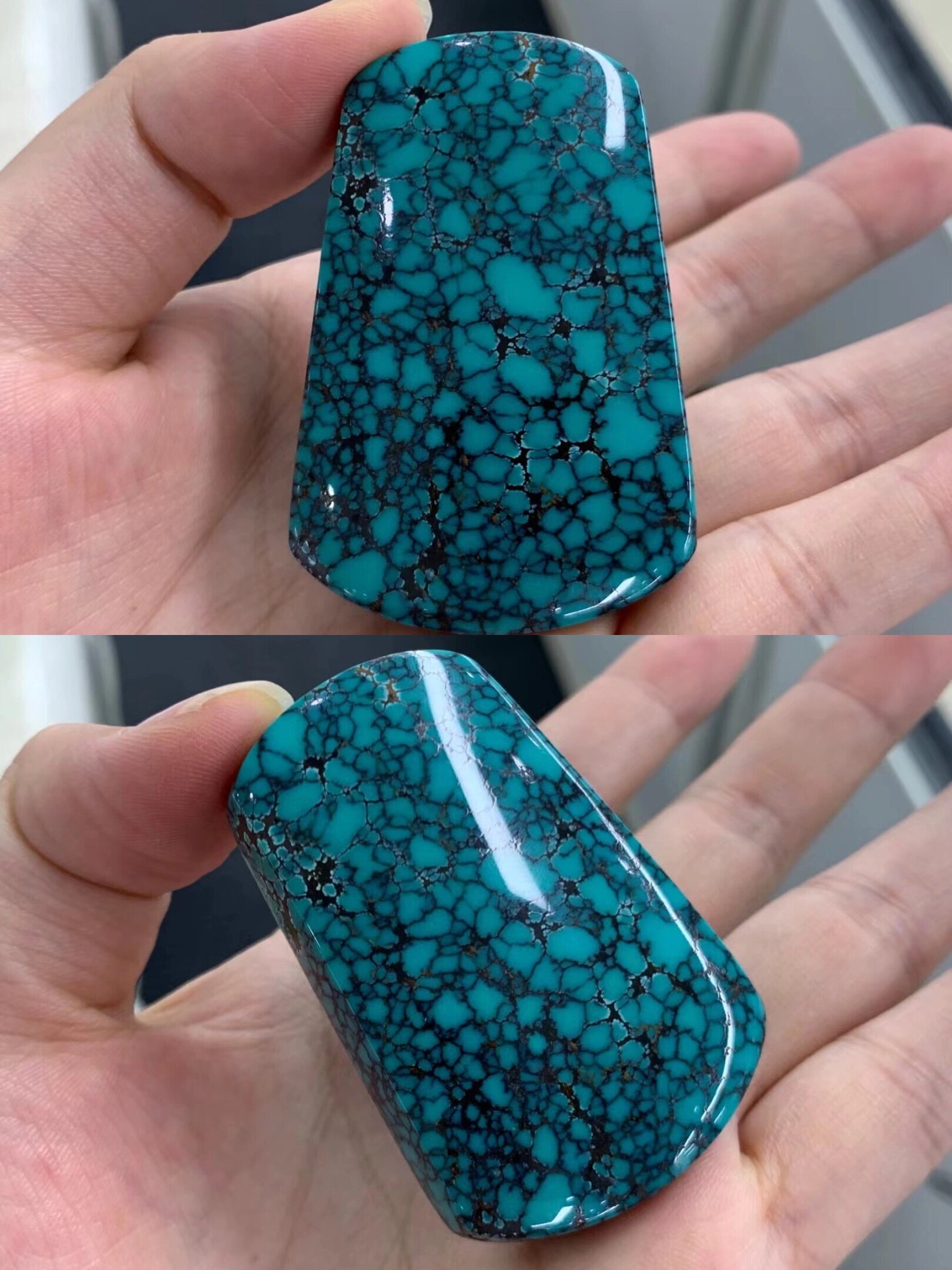 原矿高瓷绿绿松石网花无事牌,穿戴俊感十足 上新一款原矿高瓷绿绿松石