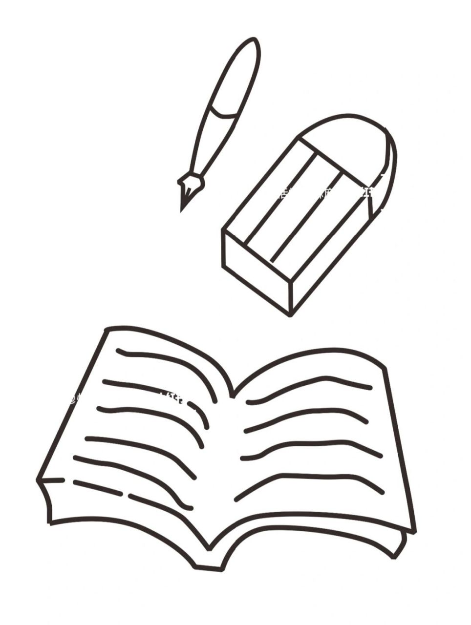 学习用品简笔画 开学了,背上书包去学校,简单的学习用品文具,咖学