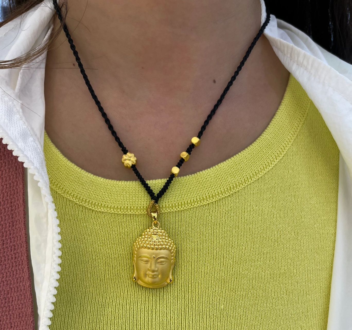 足金佛头绳编吊坠 身戴佛头 吃穿不愁 佛头怎么戴都显大气