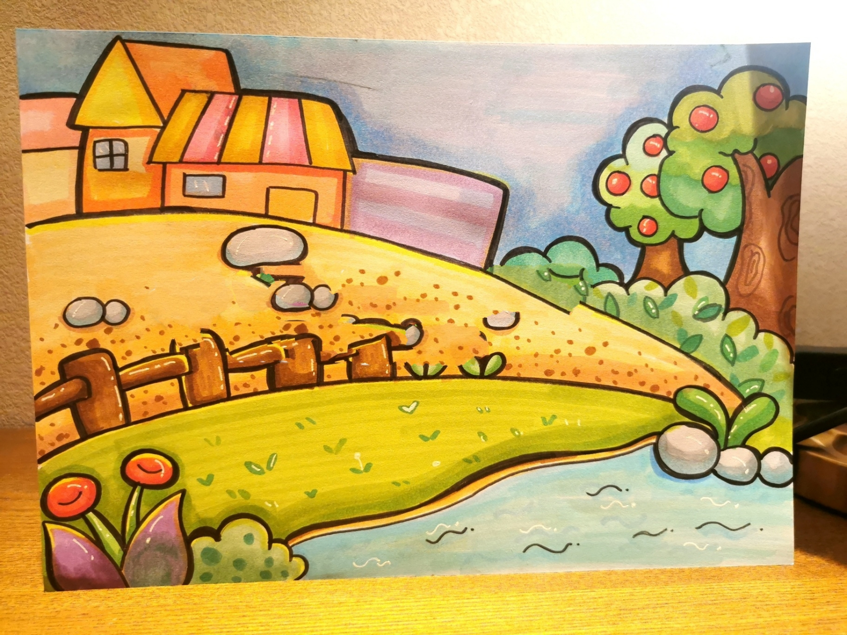 97儿童画万能场景大合集 78整理了之前画过哒室外场景 可以直接