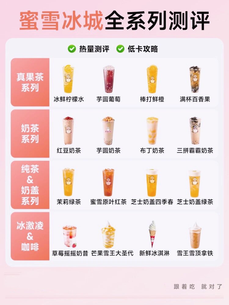 蜜雪冰城招牌 菜单图片