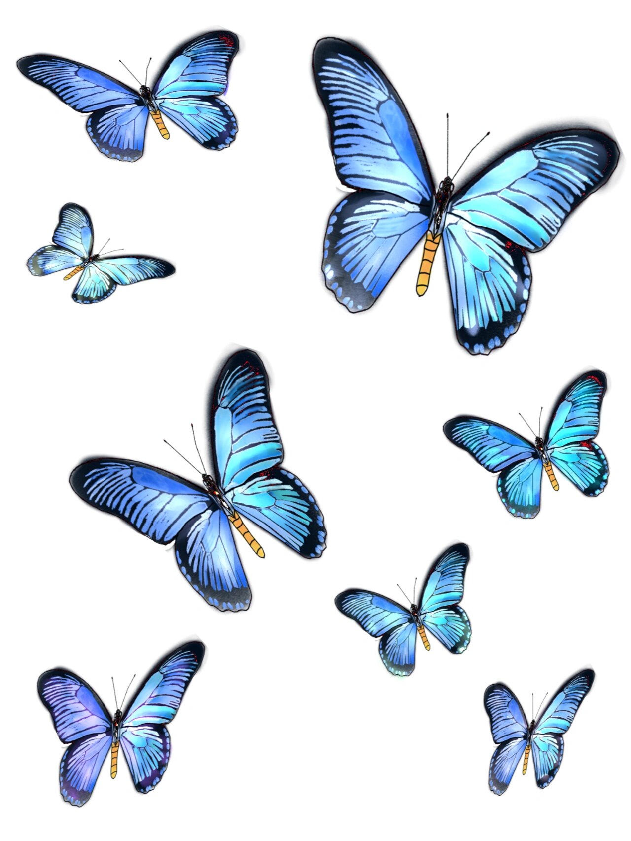 原创97手绘梦幻七彩蝴蝶素材分享