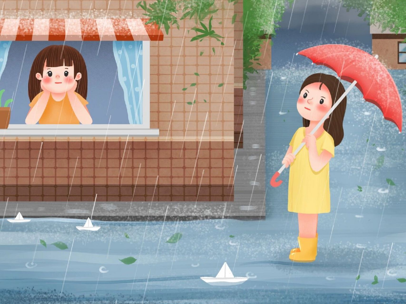 插画‖下雨天 下雨天 乌云密布电闪雷鸣 下班的时候