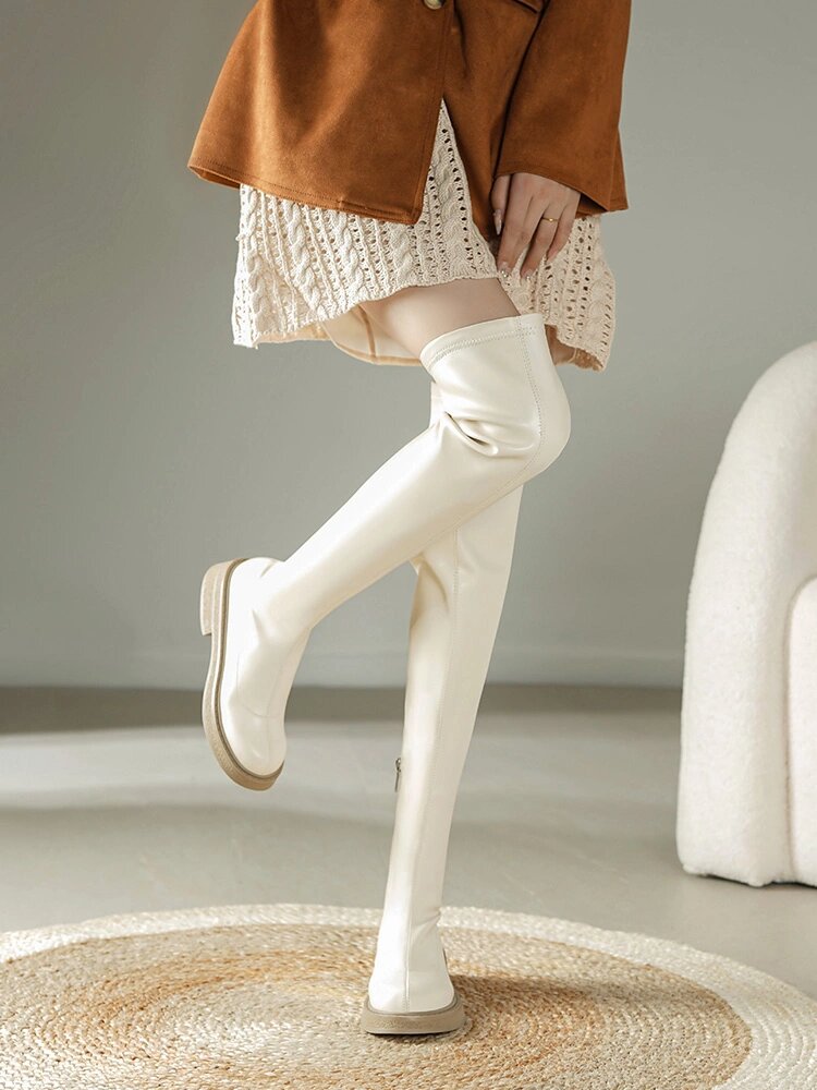 白色60cm过膝长靴