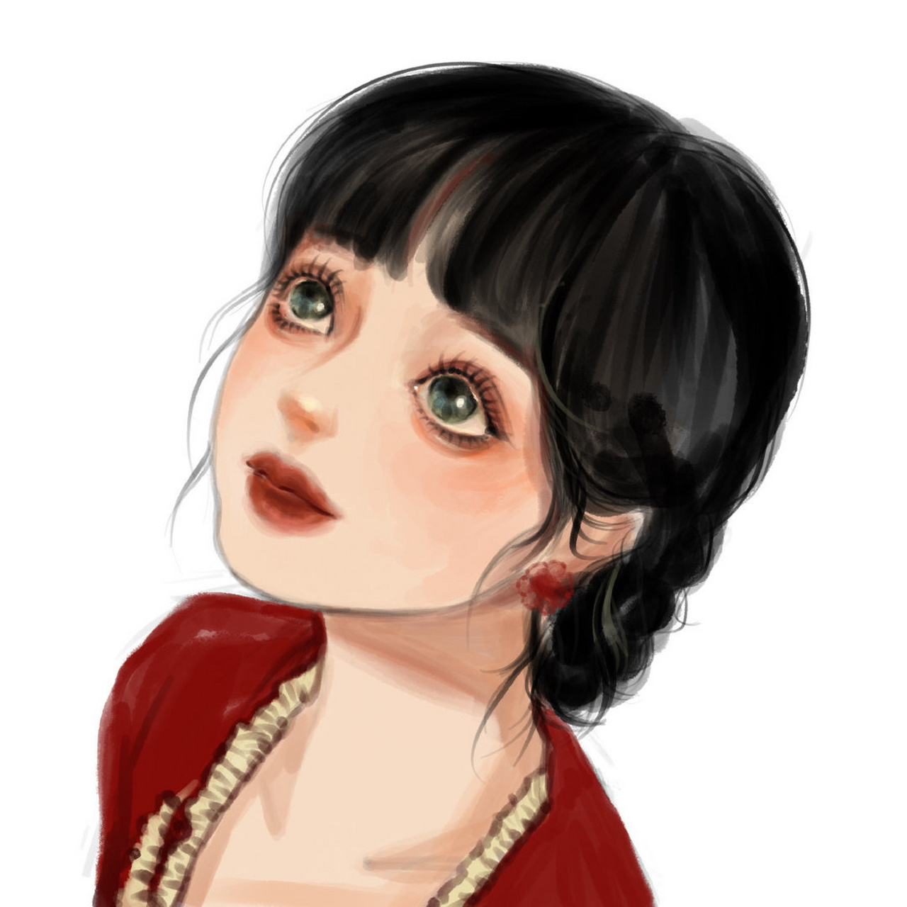 新年红衣女孩喜庆微信头像 过年卡通喜庆红衣女孩,总有一款适合你