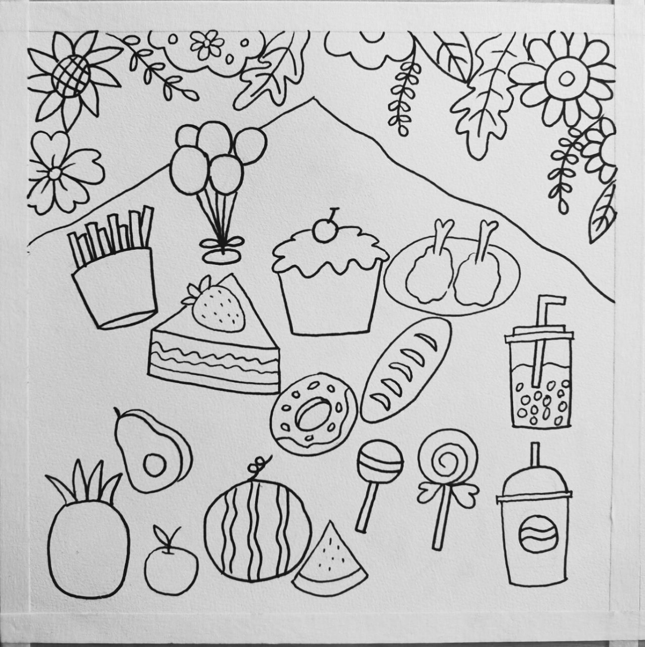 《一起野餐吧》 春天到了,一起去野餐吧!画出你喜欢的食物