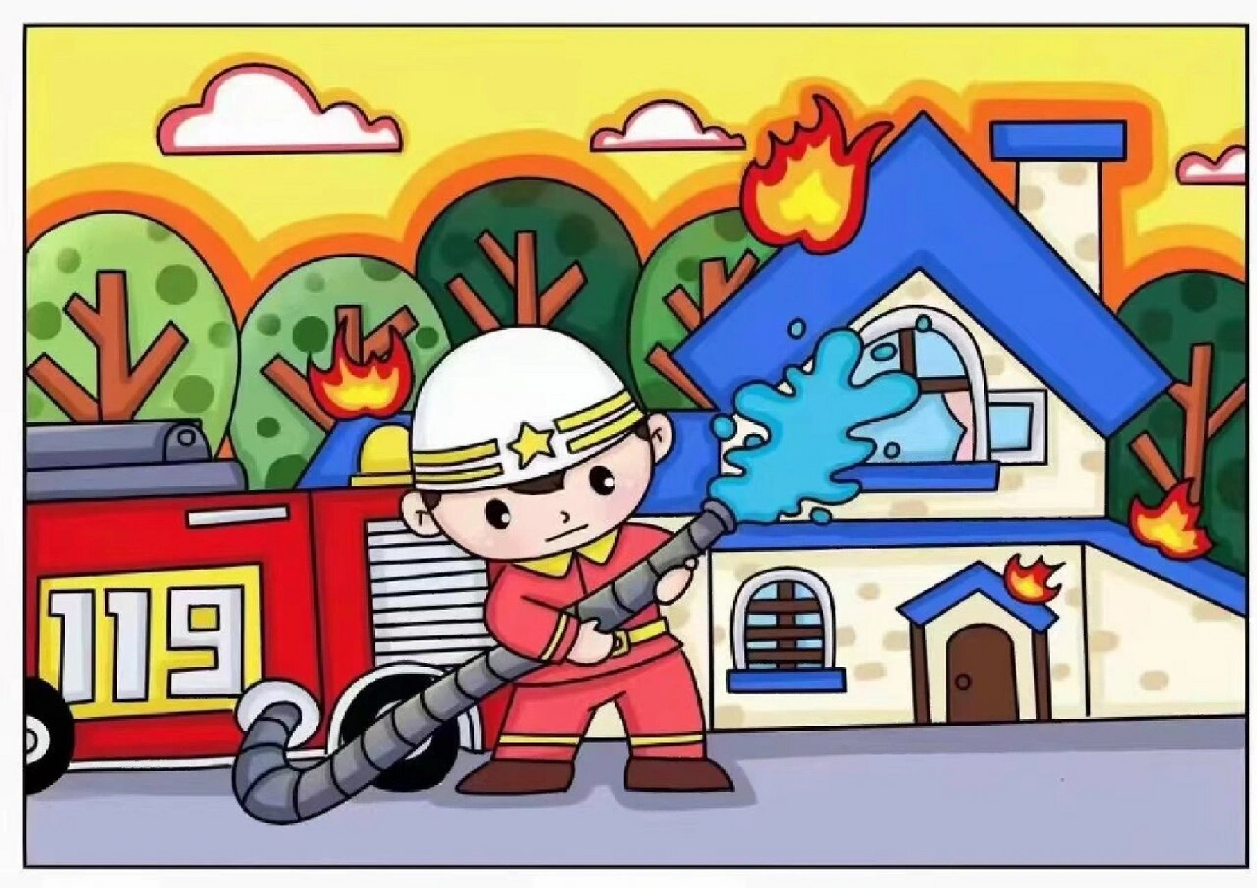 幼儿园消防安全手抄报