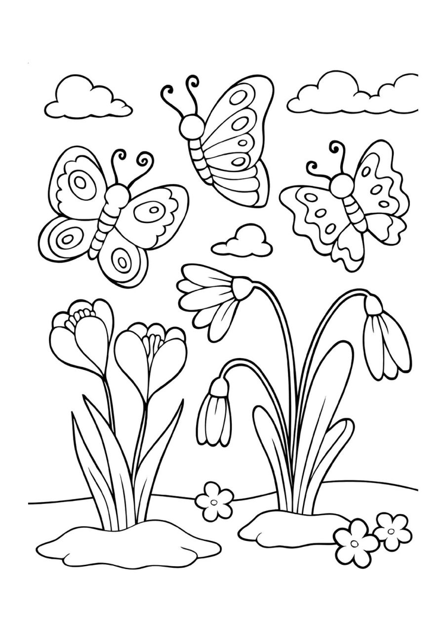 适合幼儿园中班小朋友的涂色简笔画 蝴蝶合集高清图