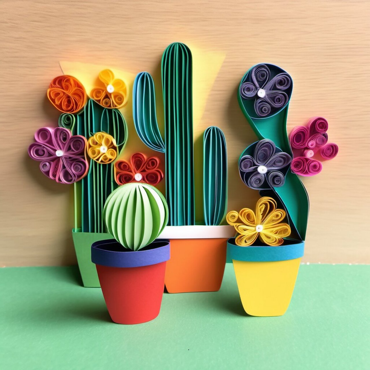 友好儿童及新手的衍纸作品-盆栽仙人掌 衍纸盆栽仙人掌作品是一款适合